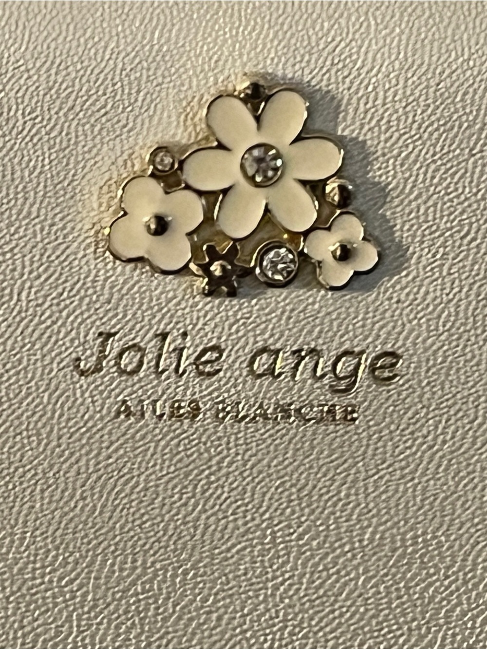White Floral Accent Women's Wallet with Gold Details - Picture 3 of 11
